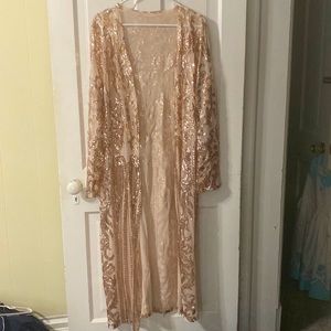 Rose gold sequined duster